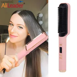 Hair Curlers Straighteners 3In1 Hot Air Comb Straightening Hair Brush Pro Hot Comb Dryer Style Hot Air Brush Flat Iron Hair Straightener Brush For StylingL231222