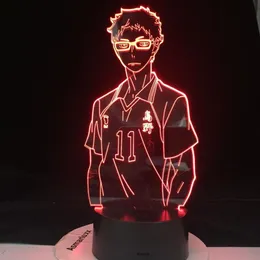 Kei Tsukishima 3d светодиодная аниме -лампа Haikyuu Manga Gift Anime 3D лампа ночная лампа Otaku Подарок хорошо упакованный и быстрый Dropship241W