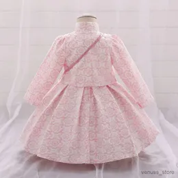 Kız Elbiseleri 3pcs Bebek Partisi Elbiseler Kızlar Mahkemesi Vintage Töreni Doğum Günü Partisi Balo Balyoyu Toddler Kids Prenses Vestidos Bag shl