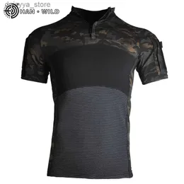 Taktiska T-shirts Han Wild Tactical T-shirt Kort ärm Cykelcamping Vandring Tees Army T-shirt Hunting Camouflage Combat T-shirt Army Elasticl231222