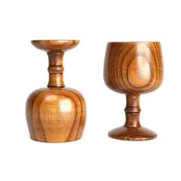 Kreative Jujube Wood Wine Cup Holz Vintage Goblet Weinglas handgefertigter Wasserbecher 12x7cm Anti-Fall-Weinglas Küche Gadgets 231221