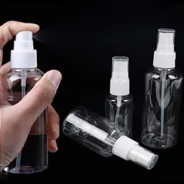 Atacado 1000pcs 50ml Pet Pet Plat Spray Garrafas de perfume vazio 50ml Recipientes de embalagem cosmética com tampa de névoa branca para desinfecção qrof