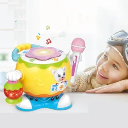 Infunção de brinquedos infantis de tambor de tambor de tambor de tambor com microfone para crianças de aprendizado precoce para o bebê 231221