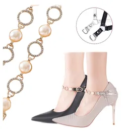 Elegant Anti Slip Shoe Straps Pearl Chain Fixed Tie Belt High Heels Band Detachable Shoelaces for Pumps Accessories 231221