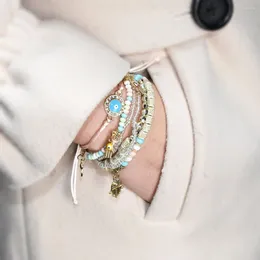 Charm Bracelets 6 Pcs/set Turkey Boho Rhinestone Crystal Bead Braid Jewelry Hand Bracelet Eye Multilayer Bangles For Women Girl.