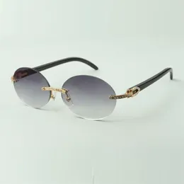 Schwarze Buffs Sonnenbrille 8100903-B mit kleinen Diamantsets und 58 mm ovaler Linsen231V