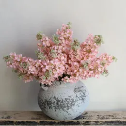 Dekorative Blumen 24,8 "Echter Touch Faux Roush Pink Lilacs Zweig Künstliche Hortensien DIY Laub Blumenhochzeit/Heimdekoration