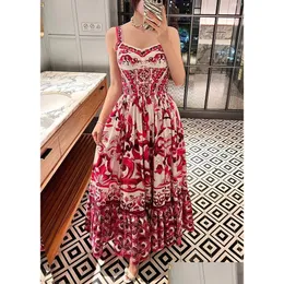 Basic Casual Kleider Kostüm Kleid Europäischer Luxusdesigner Frühling/Sommer Neue rosa Keramikglasur Sackender Drop Lieferung Bekleidung Frauen Dhuuk