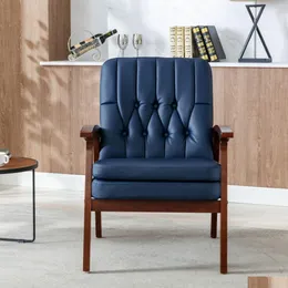 Mobili soggiorno Mid Century Single Poldyair divano Accent sedia retrò moderna tessuto in legno massiccio in legno imbottito in legno Dh3fd
