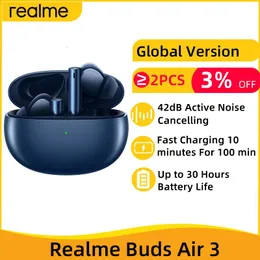 Наушники мобильный телефон наушники глобальная версия realme buds air 3 tws наушники Bluetooth 42DB Активно -шумоподавление беспроводных наушников IPX5 IPX5