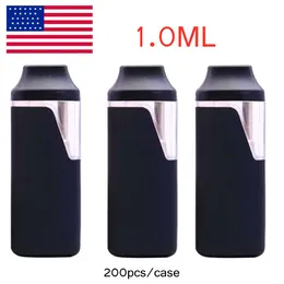 1,0 ml VAPE PEN DISPOBLE E-CIGARETTE POD USA Stockvagnar Tjock olje Tom tomlåda Formade pennor Uppladdningsbar 280mAh Batteris keramisk spole förångare 2-5 dagars leverans