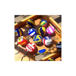 Key Rings 5 Pcs Volleyball Keychain Business Birthday Pvc Gifts Top Football Beach Ball Key Ring Bag Pendant Charms Drop Delivery Jew Dh5Nz