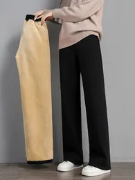 Kobiety ciepłe zimowe pluszowe grube spodnie kaszmirowe spodnie z kaszmirami wysokiej talii bawełniane polar luźne samice seldress 231222