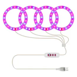 4 anelli di angelo LED coltivazione Lampada pianta a spettro completo per succulente di piantine e fioritura rosa blu rosso 263p rosa