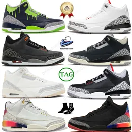 Tênis clássico de basquete Jumpman 3 homens Mulheres 3s Fire pinheiro vermelho pinho verde Doernbecher Hugo J Balvin Rio Oreo Trainers International Flight Designer Sneakers Tamanho grande 13