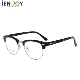 Ienjoy Yuvarlak Metal Alaşım Gözlük Marka Bacak Clear Lenes Retro Moda Myopia Gözlük Menwomen G; Asses Frame Güneş Gözlüğü253N