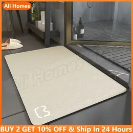 50x80cm Diatomaceous Bathroom Mats Earth Magic Bath Mat Super Absorbent Toilet Carpet Door Foot Rubber Shower Rug Pad 231221