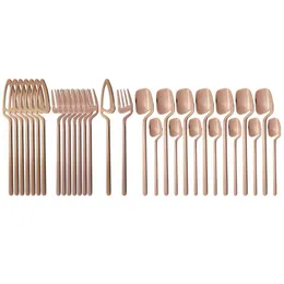 32pcs مجموعة أدوات المائدة الذهب الوردية 18 10 سكاكين أدوات أواني مقاوم للصلب غير القابل للصدأ