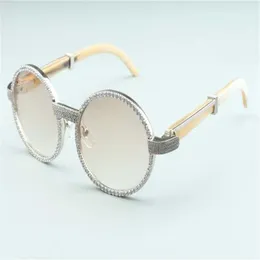 2020 Nuovi occhiali da sole per gambe di bufali bianche naturali 7550178-b Omplani da sole avvolti a diamante integrale Dimensione 55-22-140229T