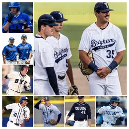 Anpassad Carter Foss College BYU Cougars Baseball Jersey valfritt namn Ett nummer alla sömda Tate Gambill Parker Goff Mason Olson Keoni målare Seth Rajacich