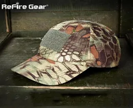 Refire Gear Python Camouflage taktyczna czapka baseballowa Mężczyźni Regulowany oddychający kapelusz Snapback Unisex US Ru Army Combat Caps9307289
