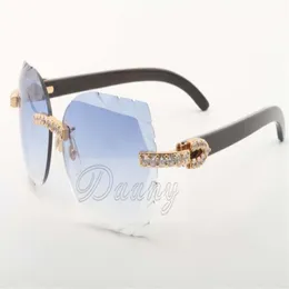 19 -verkäufe geschnittene natürliche schwarze Winkel Sonnenbrille 8300817-A High-End-Luxus-Diamant-Sonnenbrillen Größe 58-18-140 Sonnenbrille278s