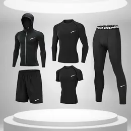 Kit esportivo masculino roupas de ginástica Equipamento de corrida Basquete ciclismo manhã corrida velocidade seca elástica absorção de suor treinamento camiseta justa masculina mangas curtas