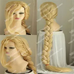 Cosplay Party Tangled Rapunzel Blonde flätor 150 cm långt cos peruk hår 260G