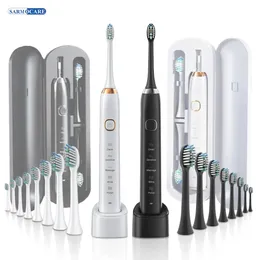 Escova de dentes de dentes sonoros 8 cabeças de escova Smart Ultrassonic Dental Dental Whitening Branqueamento de dente adulto recarregável Sarmocare S100 231222