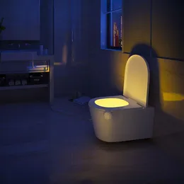 LED hareket sensörü tuvalet gece ışığı 7 renk değiştirilebilir insan vücudu indüksiyon gece lambası banyo su geçirmez gece fırtınası lambası214s