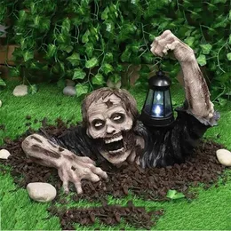 Decoração de festa criativa halloween zumbi terror assustador decoração luz lanterna estátua para casa jardim ao ar livre fora quintal 220