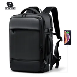 Fenruien Rucksack Männer 173 -Zoll -Laptop -Rucksäcke Erweiterbares USB -Ladung großer Kapazitäts -Reise -Rucksack mit wasserdichtem Beutel 231222