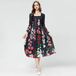 1219 XXL 2024 Milan Runway Dress Spring Summer Erte Sece Neck Long Sline Mid Carf Brand То же самое стиль женский платье мода высокое качество SH