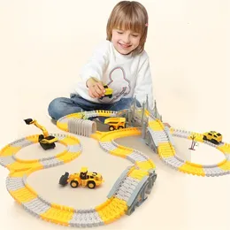 333pcs Toys educativo fai -da -te mini auto e binari del treno set di modelli per veicoli da corsa ferroviaria per bambini Brain 231221