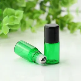 Toptan 2ml yeşil rulo cam şişeler, 2cc örnek flakon, küçük esansiyel yağ şişeleri metal silindir topu 600pcs/lot ücretsiz DHL Shippin GDVW