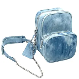 Tie-dye denim jeans väskor cool tjej mode trend denim messenger väskor kvinnor mini axelväska kpop stjärna merch väska 231221