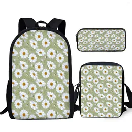 Herren Hoodies 3PCS Frisch kleiner Daisy -Print -Schultasche Set mit Mittagsbleistift Teenager -Jungen -Mädchen -Schüler für Freizeitrucksäcke