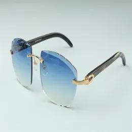 Direct s nyaste high-end skärningslinsolglasögon 4189706-a svart texturerad naturlig buffelhorn pinnar storlek 58-18-140 mm255w