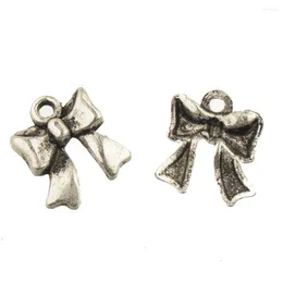 Charms 40pcs para brincos de pulseira artesanal de jóias Acessórios de metal de bowknot em jóias de prata de 17 mm