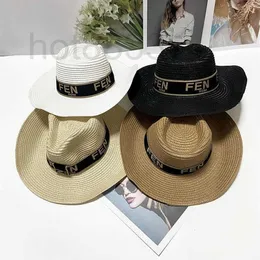 Wide Brim Hats & Bucket Designer Curved brimmed straw hat cowboy big woven sun casual protection breathable 1FO1272d