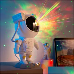 Lampy projektorowe astronauta gwiaździsty niebo lampa projekcyjna galaxy gwiazda laserowa USB ładowanie atmosfery dzieci sypialnia wystrój chłopca prezent świąteczny dhgdl