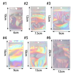 Großhandel Reißverschlussbeutel Aluminiumfolie Hologramm Futter Mylar Beutel kleiner wasserfest Reißverschlussbeutel Plastik