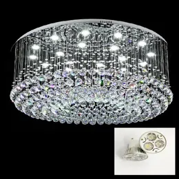 الثريات الجولة المعاصرة LED LED CRYSTAL الثريا قطرة K9 بلورات الخلية مصباح تدفق الجبل الإضاءة الداخلية