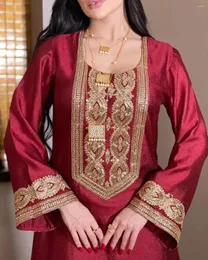 Etniska kläder 2023 Gold Sequin Gown Loose Femme Robe Muslim Dress Arabian Dubai Abayas For Women Jalabiya Islam Kaftan Musulman