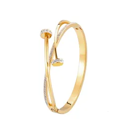 Unico doppio cristallo testa di chiodo croce braccialetto in acciaio inossidabile per donna amore regalo di nozze braccialetto gioielli all'ingrosso 231221