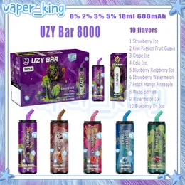 UZY Bar 8000 Puffs E-Zigaretten Mesh Coil 18 ml Pod 600 mAh Akku Elektronische Zigaretten Puffs 8K 0 % 2 % 3 % 5 % 10 Geschmacksrichtungen Schnelle Lieferung Stilvolles und nützliches Vape Pen Kit