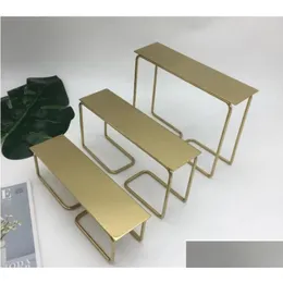 Commercial Furniture Stainless Steel Three Piece Stool Frame Metal Wire Flow Table High And Low Shoe Bag Display Tables290G Drop Deliv Dhw6F