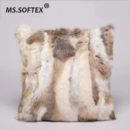 MSSOFTEX Natural Fur Coushion Cover Home Decoration Подлинный кроличьи подушка.