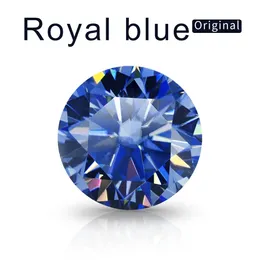 Round Cut 01CT إلى 6CT Natural Stones Royal Blue Loose Gems Pass Test Diamond لأحجار الكريمة للمجوهرات مع شهادة 231221