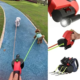 Einziehbarer Dual -Haustier -Leine für 2 kleine Hunde Katzen Zero Tangle Puppy Traction Seil Outdoor Running Training Dog Accessoires 231221
